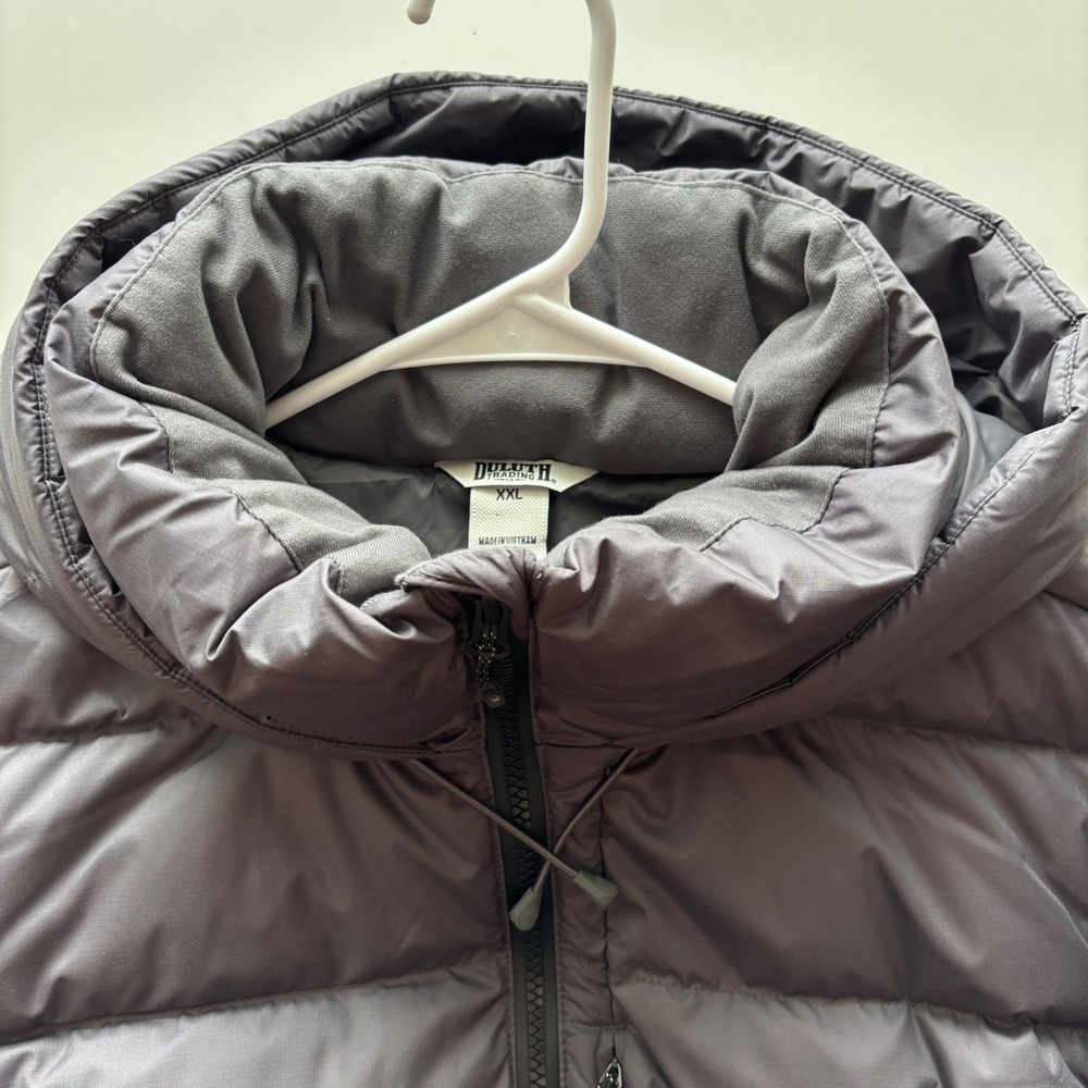 Duluth Trading Co Down Cold Reliable Coat Parka Jacket Gray XXL Duck Down Fill